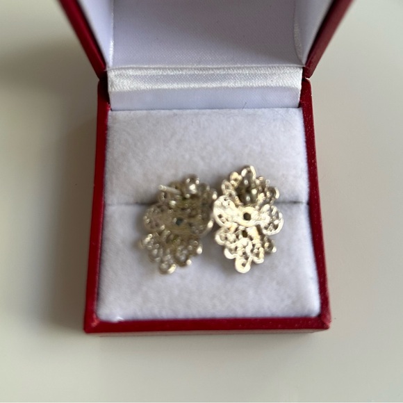 Sterling Silver Lacey Earrings with Semi Precious Stones - Picture 2 of 3